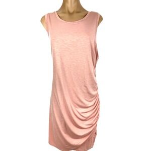 Nine West Pink Sleeveless Sheath Dress Size XL Ruching Polyester /Rayon